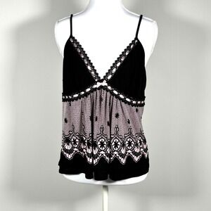 Studio Donatella Whimsigoth Lace Cami Top Black Pink Size M Y2K